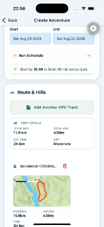 Adventure planner with day-by-day itinerary
